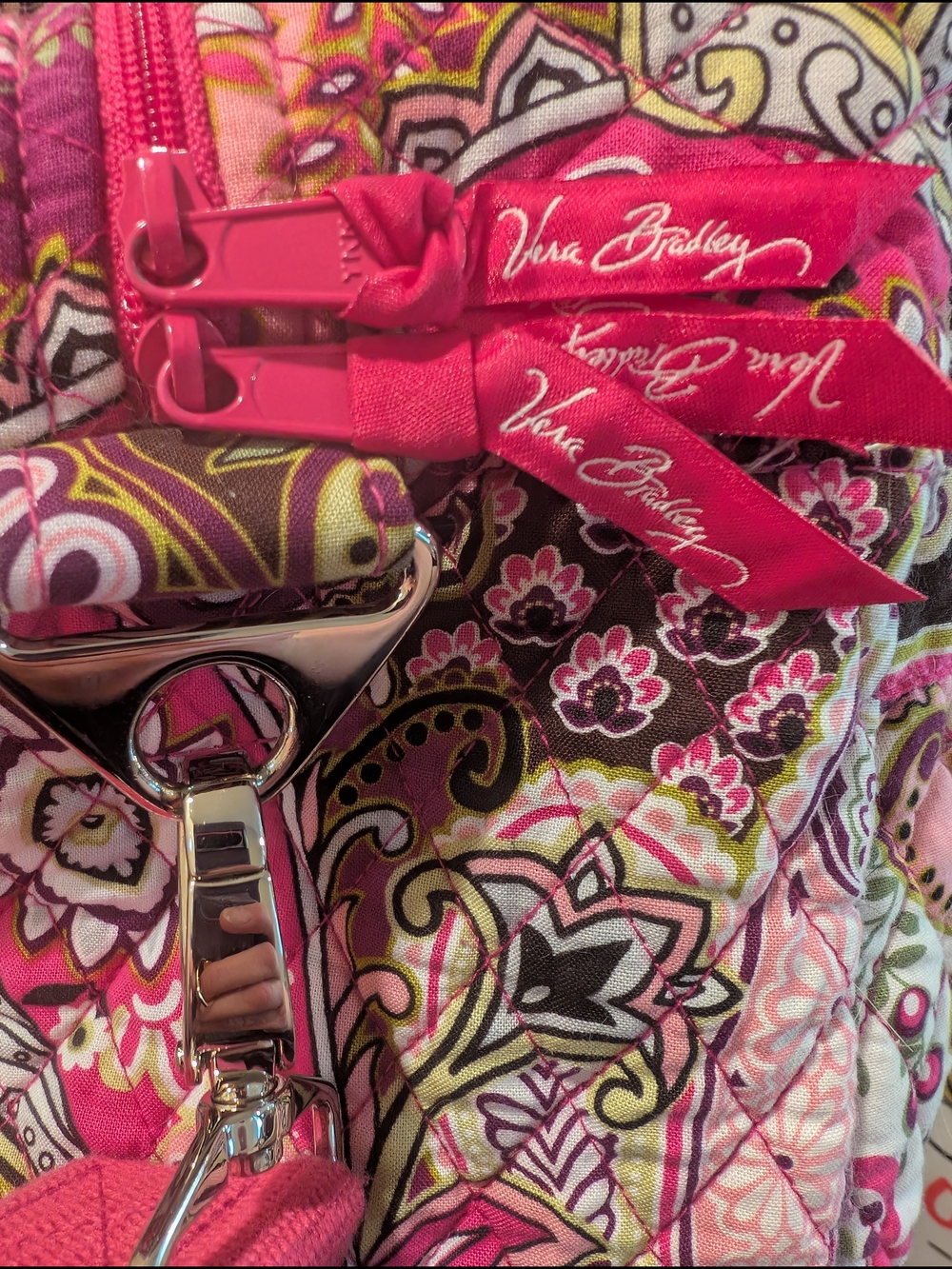 Vera Bradley Very Berry Paisley Pink Quilted Duffel Bag - Picture 4 of 13